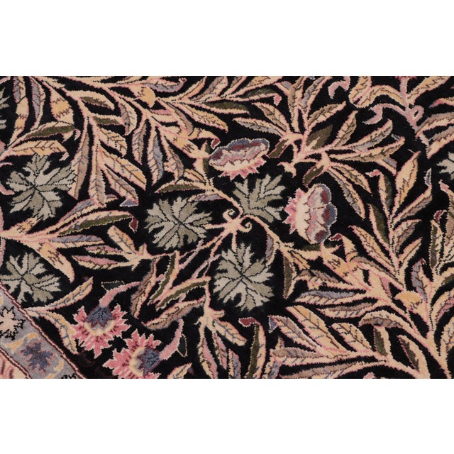 Shabby Chic Pak-Persian Black/Green Wool Round Rug - 8'1'' X 8'6'' For Sale - Image 4 of 9