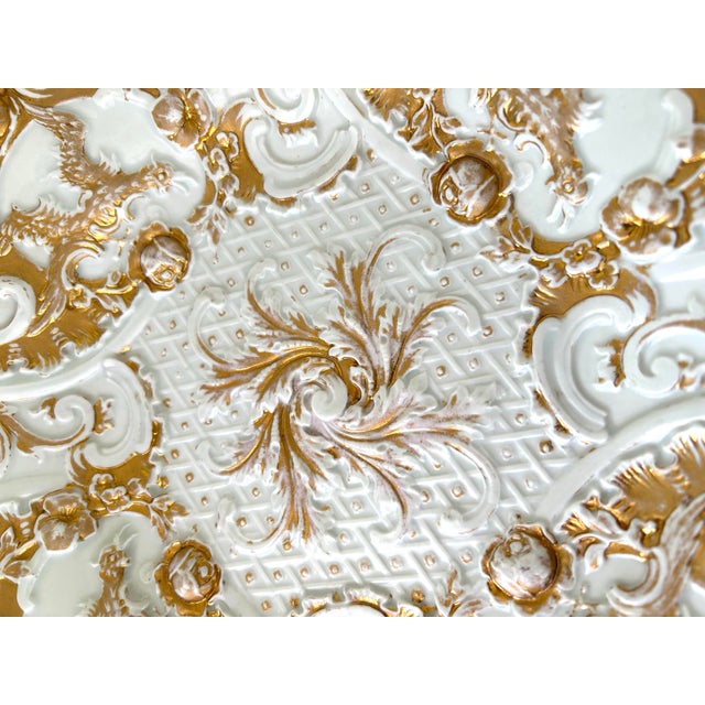 Meissen Porcelain Antique Meissen Germany Gilded Porcelain Flowers & Bird S Decor For Sale - Image 4 of 5