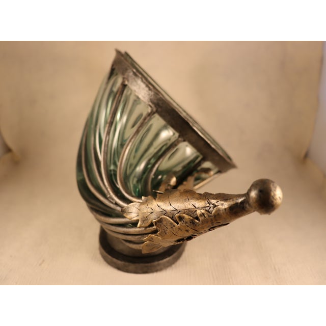 Vintage 1990's Glass and Wrought Iron Cornucopia/Horn of Plenty