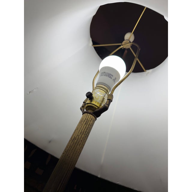 Metal Vintage French Neoclassical Style Stone Floor Lamp With Table | Barley Twist Column | Louis XVI Influence For Sale - Image 7 of 8