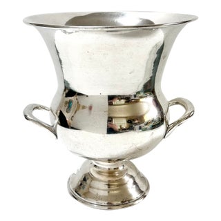 Vintage Silverplate Wine Cooler / Champagne Bucket – Footed Double Handle Ice Bucket – Classic Barware Entertaining Piece For Sale