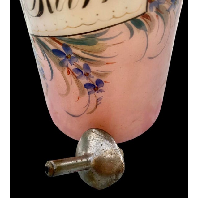 Victorian Glass Antique Barber Bottle Hand Painted Flowers For Sale - Image 15 of 16