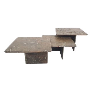 Vintage Fossil Stone Coffee Tables, 1970s, Set of 3 For Sale