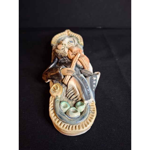 Folk Art Vintage Israel Lombrozo Studio Ceramic Mezuzah Case Fiddler on Roof Clay Judaica For Sale - Image 3 of 12