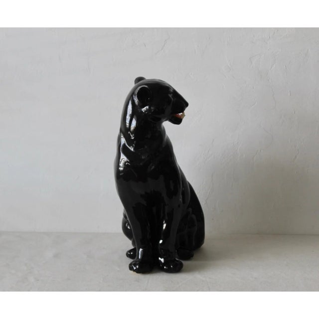 Italian Style Large Sculptural Ceramic Glazed Panther For Sale - Image 4 of 11