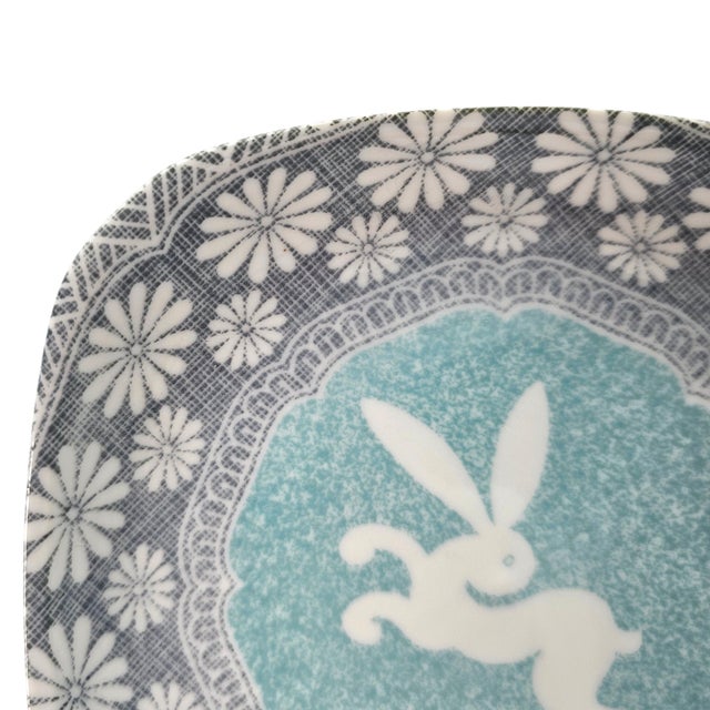 Vintage Kotobuki Japan Rabbit Square Plates, Set of 2, 8.75" For Sale In San Francisco - Image 6 of 12