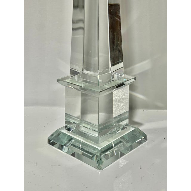 Transparent Baccarat and Italian Crystal Obelisks, a Set of Three For Sale - Image 8 of 11