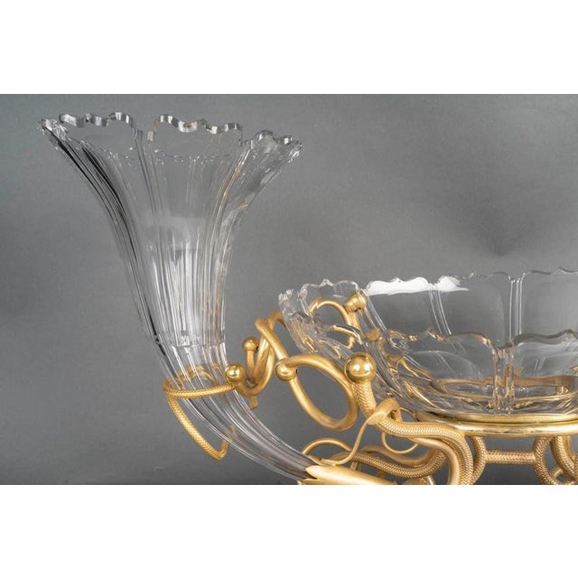 Table Centerpiece in Gilt Bronze and Crystal, 19th Century For Sale - Image 4 of 8