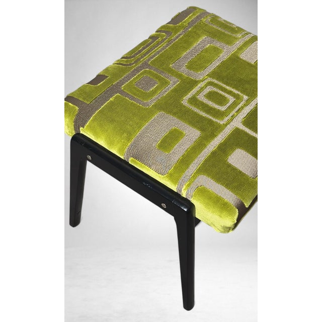 Mid 20th Century Paolo Buffa Style Pair of Wooden Benches Upholstered Designers Guild Fabric For Sale - Image 16 of 18