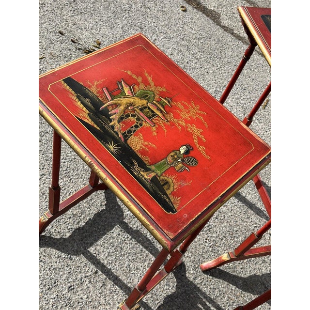 Edwardian Red Nesting Tables, Set of 3 For Sale - Image 11 of 18