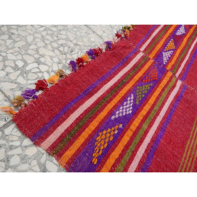 Brick Red Turkish Jajim Kilim Rug 4'11" X 8'1" For Sale - Image 8 of 12