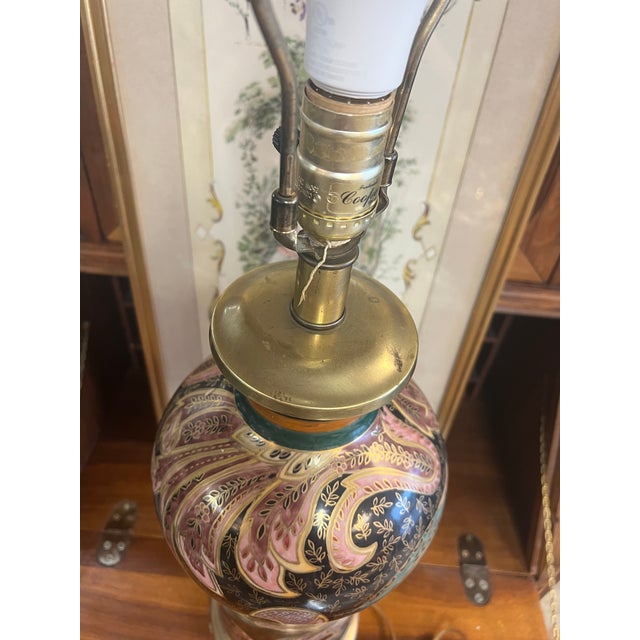 Vintage Paisley Porcelain Frederick Cooper Lamp For Sale - Image 9 of 9