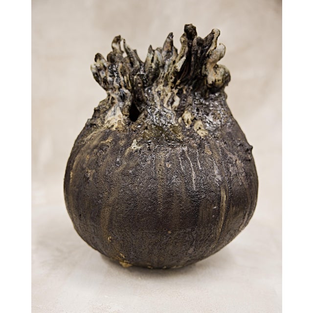 Carbon Sculpted Moon Jar One of a Kind Hand Made For Sale In Los Angeles - Image 6 of 9