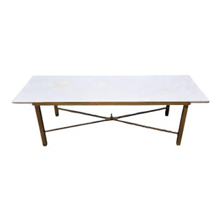 Brass and Marble Coffee Table in the Style of Paul McCobb For Sale