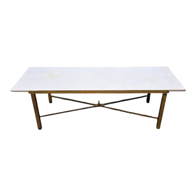 Brass and Marble Coffee Table in the Style of Paul McCobb For Sale