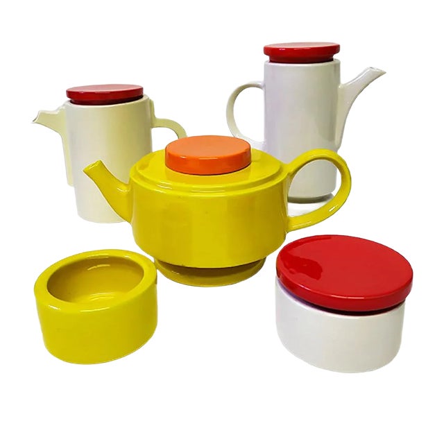 Postmodern Ceramic Set from SIC, 1970s, Set of 5 For Sale