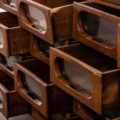 Wood Small Oak Apothecary with 16 Drawers, 1930s For Sale - Image 7 of 10