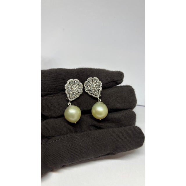 2020s Natural Pearl 33.40cts & Diamond 1.83cts Earring in 14k Gold For Sale - Image 5 of 8
