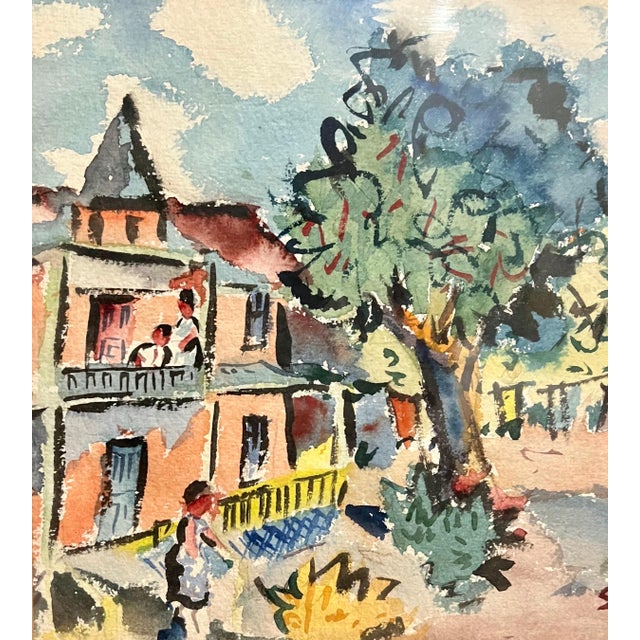 Samuel Grunvald, 1940's Americana WPA Modernist Watercolor Painting Catskill Mountains Bungalow, c.1940s For Sale In Miami - Image 6 of 7