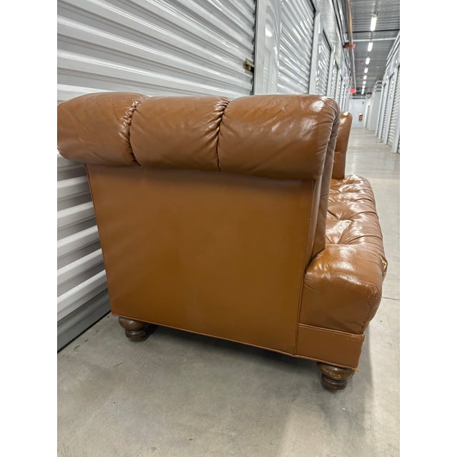 Brown Rare Iconic Vintage Cocheo Brothers Chesterfield Tufted Leather Loveseat Sofa For Sale - Image 8 of 12