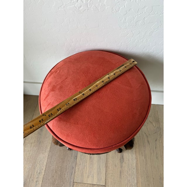 Baker Furniture Company Vintage Baker Furniture Louis XV Style Carved Walnut Vanity Stool For Sale - Image 4 of 9