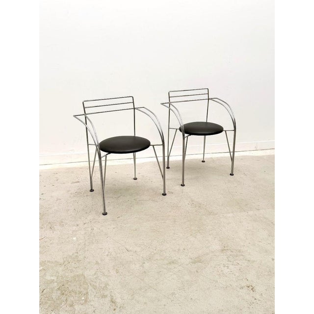 Metal Silver Moon Chair in Chrome and Skai by Pascal Mourgue for Fermob, France, 1980s For Sale - Image 7 of 8