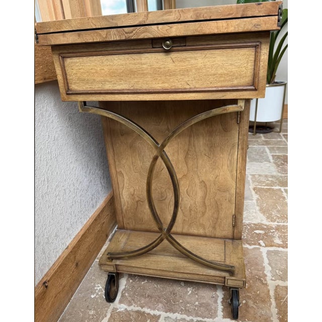 Exceptional vintage 1970 expandable rolling bar cart/server attributed to Mastercraft Furniture Company of Grand Rapids,...