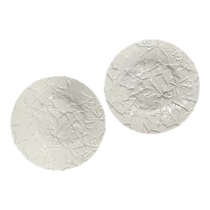 Bordallo Pinheiro White Maple Leaf Majolica Serving Platters - a Pair