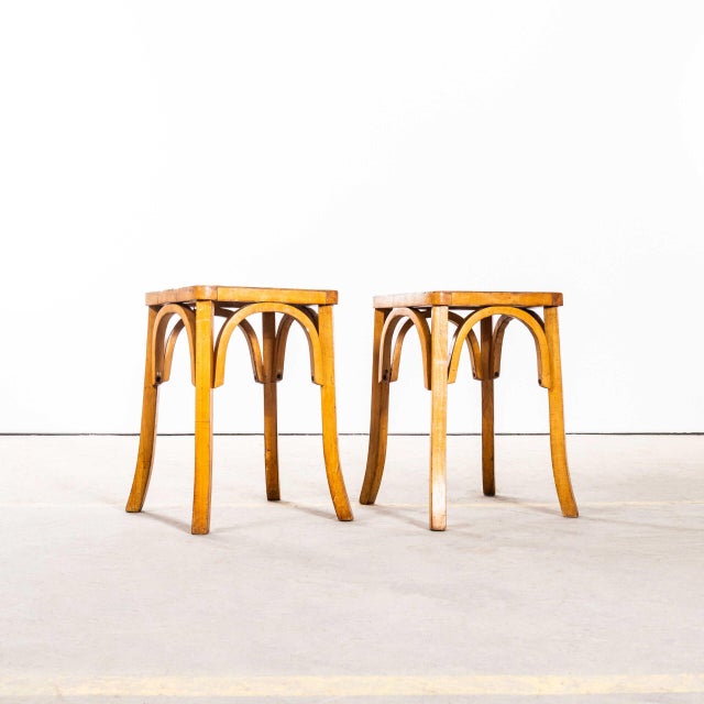 Low Bentwood Stools from Baumann, 1950s, Set of 2 For Sale - Image 6 of 6