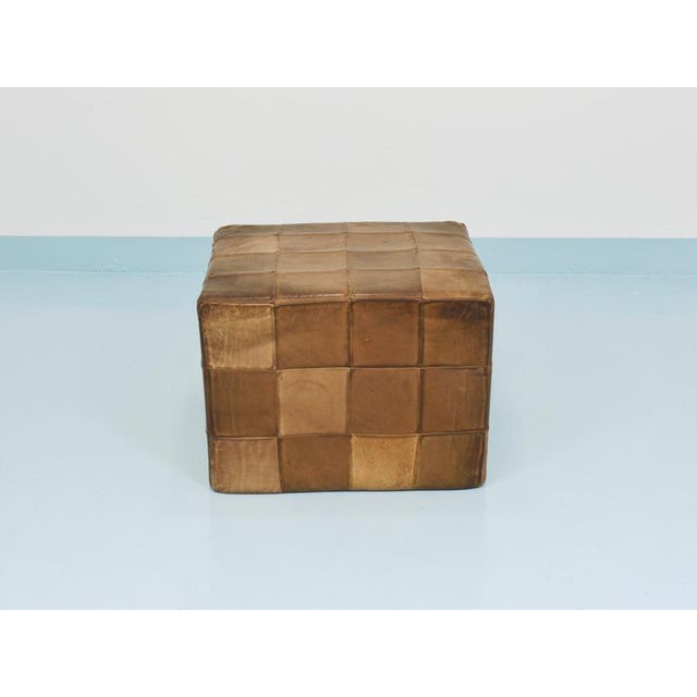 Animal Skin Patchwork Leather Cube Ottoman from de Sede, Switzerland, 1970s For Sale - Image 7 of 18