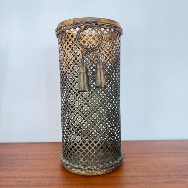 Italian Gilded Metal Umbrella Stand by Li Puma, 1950 For Sale - Image 6 of 11