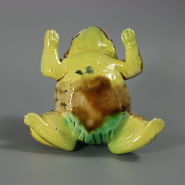 Ceramic Rare Holdcroft Majolica Frog Toothpick Holder For Sale - Image 7 of 8