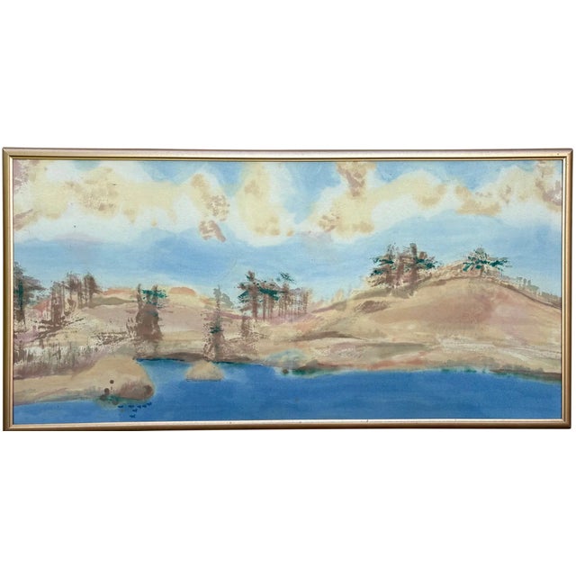 Blue Vintage Painting - Frankenthaler Style Landscape For Sale - Image 8 of 9