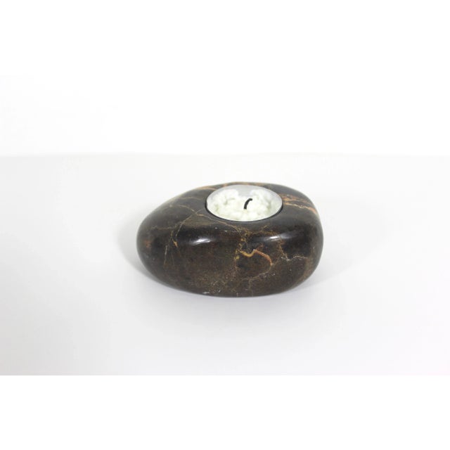 Mid-Century Modern Mid-Century Modern Brown Marble Tea Light Holder For Sale - Image 3 of 8