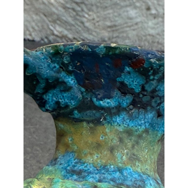 Bitossi Ewer Jug Sgraffito Lava Glaze Blue Green Red Itay Bitossi Aldo Londi Raymor For Sale - Image 4 of 8