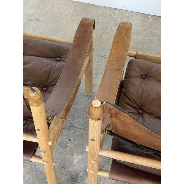 Sirocco Safari Chairs in Ash and Leather by Arne Norell for Arne Norell Ab, Sweden, Set of 2 For Sale - Image 9 of 12