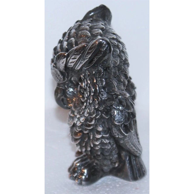 20thC Sterling Silver Owl Sculpture Signed For Sale - Image 4 of 10