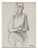 Hugh Wiley Drawing of Seated Woman in Graphite, 1960 For Sale