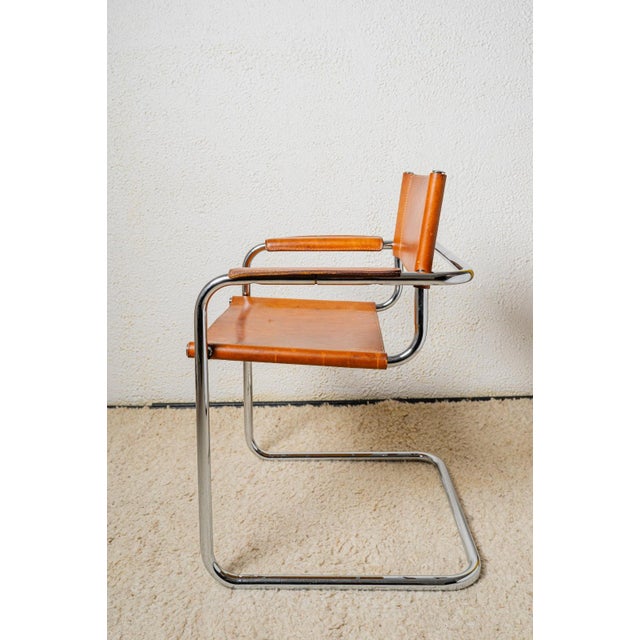 Mid-Century Modern Chairs in Cognac Brown Leather, 1970s, Set of 2 For Sale - Image 5 of 12