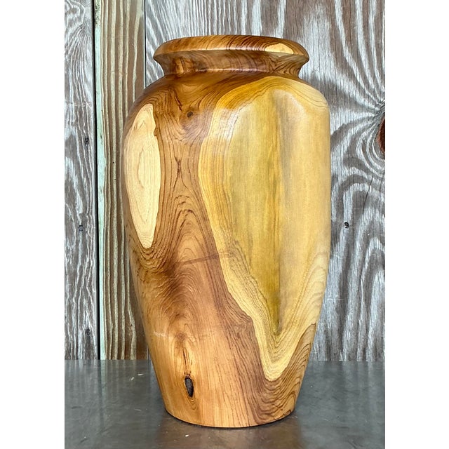 Vintage Boho Turned Wood Tall Vase For Sale In West Palm - Image 6 of 6