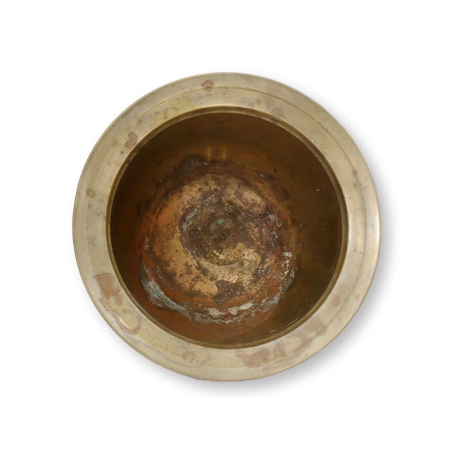 English Footed Brass Planter With Lion's Heads For Sale - Image 4 of 5
