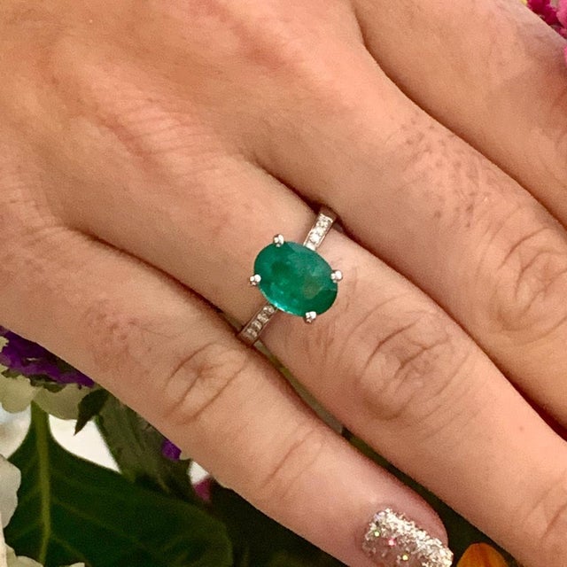 Emerald Diamond Ring 14k Gold 1.83 TCW Certified For Sale - Image 9 of 9