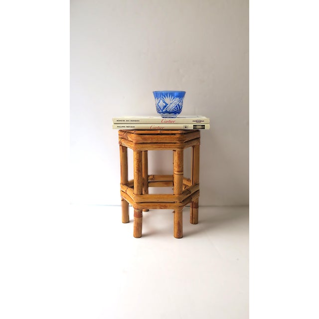 Mid 20th Century Wicker Bamboo Pedestal Plant or Drink Stand For Sale - Image 5 of 11