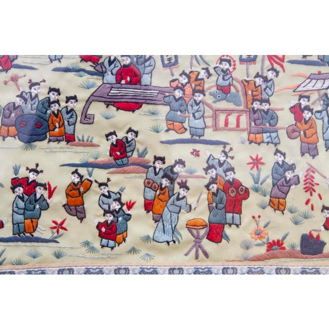 Antique White Antique Framed Grand Procession Embroidery For Sale - Image 8 of 11