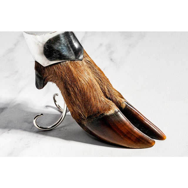 Silver Country Sporting Decor Antique English Sterling Silver Mounted Deer Hoof Taxidermy Inkwell For Sale - Image 8 of 14