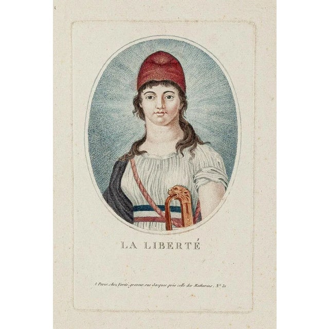 La Liberté - Original Colored Etching - Early 19th Century 1800 For Sale - Image 3 of 3