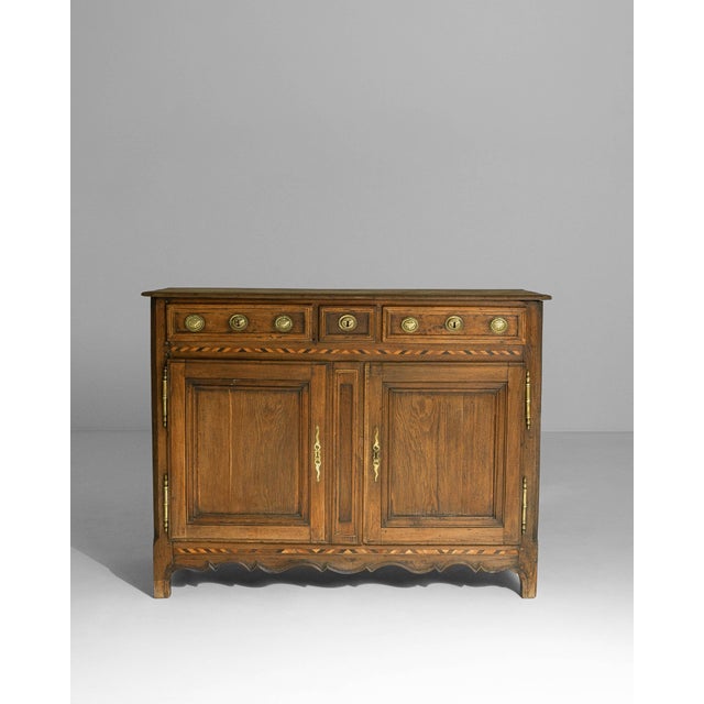 1820s French Baroque Oak Buffet With Brass Details For Sale - Image 16 of 18