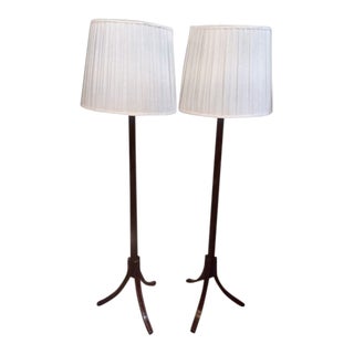 Macassar Ebony Floor Lamps - a Pair For Sale
