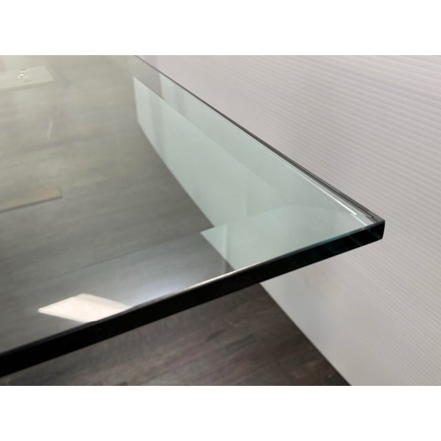 Brown Bespoke Glass + Sculptural Base Dining Table For Sale - Image 8 of 12