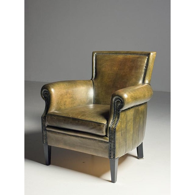 Green Sheepskin Club Armchair For Sale - Image 6 of 15